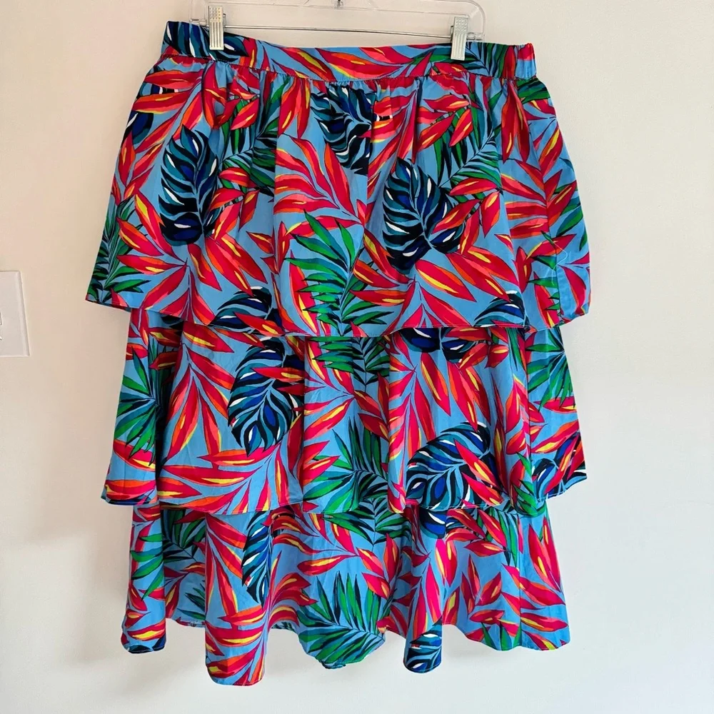 Tabitha Brown Target‎ Women's Tropical Print Tiered Ruffle Midi Skirt Size XL